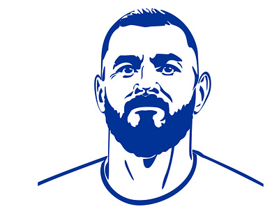 Ballon d'Or winner 2022 Karim Benzema (France, Real Madrid) branding character design face football france graphic illustration logo player portrait real madrid ui vector winner