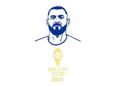Ballon d'Or winner 2022 Karim Benzema (France, Real Madrid) branding character design face football france graphic illustration logo player portrait real madrid ui vector winner