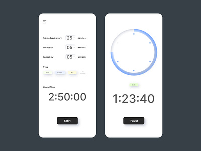 Pomodoro Learning App countdowntimer dailyui dailyuichallenge day14 pomodoro ui