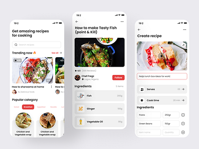 Cooking App UI Kit cooking app design figma download figma freebies figma ui food app free figma download freebies mobile app template ui ui design ui ux uikit