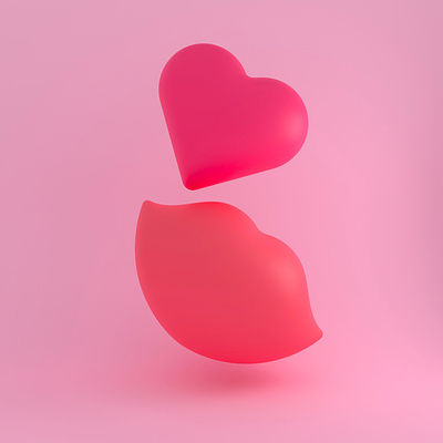 Heart + Lips 3d art bold colour design illustration minimal