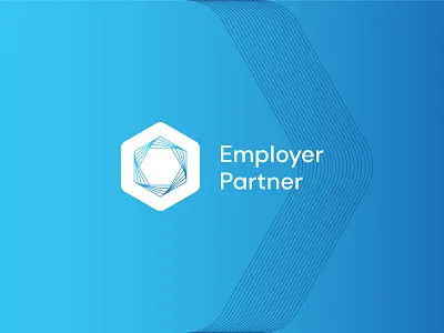 Employer Partner - Final Logo abstract blue brand identity corporate employer geometry hexagon hexagon logo hr human resources logo logo design modern partner