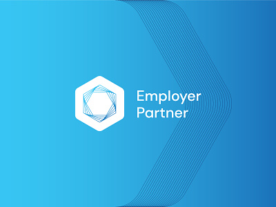 Employer Partner - Final Logo abstract blue brand identity corporate employer geometry hexagon hexagon logo hr human resources logo logo design modern partner