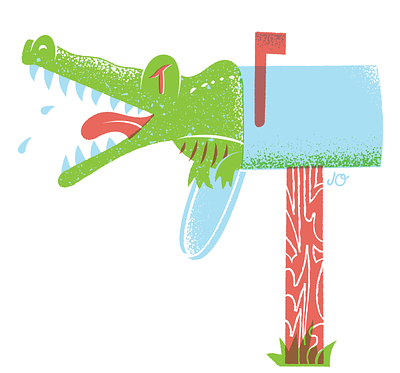 Gator mail alligator art best illustrator ever editorial editorial illustration illustration mailbox texture