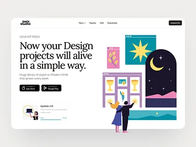 UI Kit Download Website app branding clean design flat graphic design illustration illustrator landing page minimal ui ux web webapp website