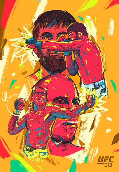 UFC 313 - Poster Illustration character fighters illustrated poster illustration illustrator people portrait portrait illustration poster illustration procreate ufc ufc 313 ufc fighters ufc illustrated ufc illustration ufc illustration poster