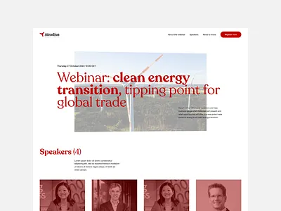 Landingpage for a webinar design digital design header homepage landing page landingpage red sans serif serif speakers ui ux webdesign white