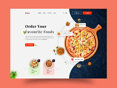 Food Delivery Landing Page-Header 🍕 agency branding design ecomerce food restaurant food service graphic design home page landing page motion graphics restaurant landing page restaurent service typography ui ui design ui food restaurant uiux ux ux design webdesign