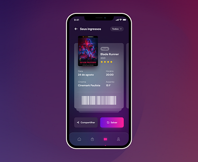 Cinema App - Ticket Concept app cinema design experience interface ios iphone mobile movies ticket tickets ui ux