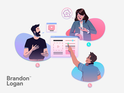 BRANDON LOGAN exploration for landing design drawing illustration landing ui vector