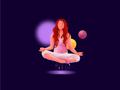 Floating Yoga Girl art character fitness girl health illustration landing page mascot meditation pose watercolour yoga