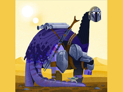 Commsaur character commsaur dinosaur illustration mandalorian nft photoshop sauropod starwars texture yoda