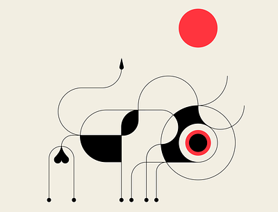 Some Bullsh*t abstract black bull design geometric illustration messymod minimalism red vector