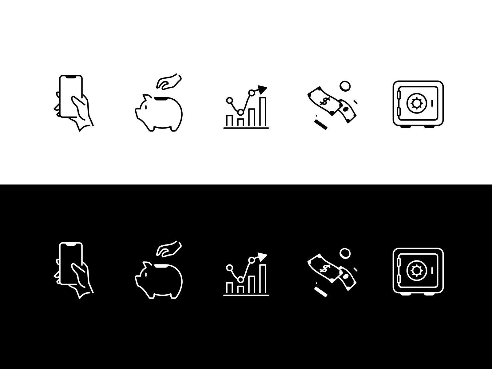 Example of 5 iconAnimation - Financial