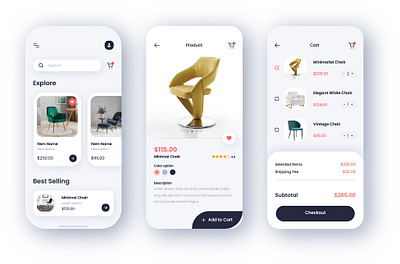 Furniture e-commerce App 3d appdesign application branding e commerce graphic design logo ui ux