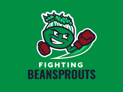 Go Fighting Beansprouts!!! bean bowl boxing college green logo mascot silly vector vegetable