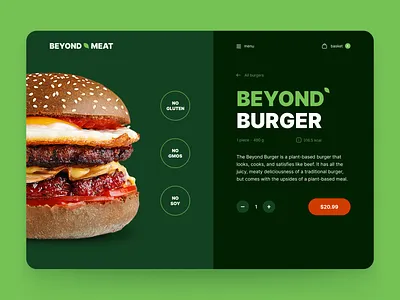 Burger Beyond Meat | Concept Website beyond burger beyond meat burger concept daily ui fast food food green makeevaflchallenge makeevaflchallenge10 ui webdesign
