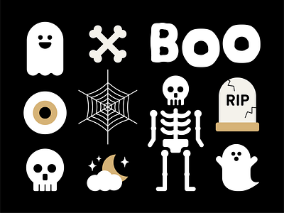 Halloween Illustrations boo color design ghost graphic design halloween icons illustration logo skeleton skull spider ui vector