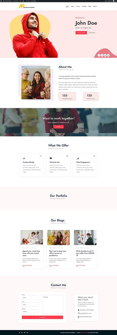 Portfolio Website Design - Resume CV 3d animation branding business website design elementor pro graphic design illustration landing page landing page design logo motion graphics portfolio website ui vector website website design woocommerce wordpress wordpress website