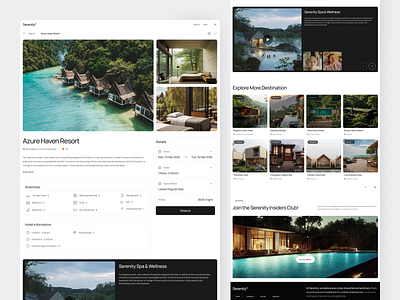 Serenity - Hotel Booking Details Page adventure agent apartment booking building destination holiday hotel minimalist product property resort travel travel agency traveling ui ux vacation villa web design