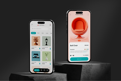 Furniture Mobile App Store chair decor design ecommerce ecommerce app furniture furniture app furniture store interior interior design minimalist design mobile app design mobile application modern online store product design shopping ui design uiux web design