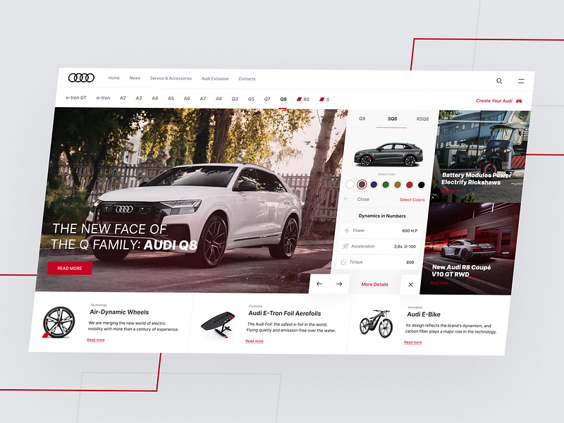 Audi - Home Page app audi automobile branding car clean concept dashboard design interface landing page logo product ui user experience user interface ux vehicle