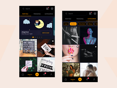 Social Media App - Explore Design (Mobile) adobe xd app flow clean ui design explore screen product design quote simple design social app social media app
