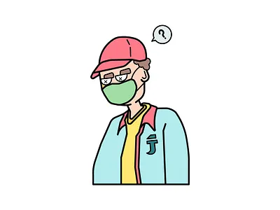 Flat Design Avatar, Clean Portrait Illustration 2d abstract character creative design digital drawing flat funny graphic design male minimal modern portrait question mark style vector