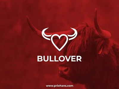 Bull and Love Logo Combination brand branding bull bull logo color design dual meaning logo illustration logo logo combination love love logo prio hans typography vector