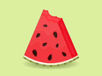 Piece of juicy bitten watermelon isolated isolated