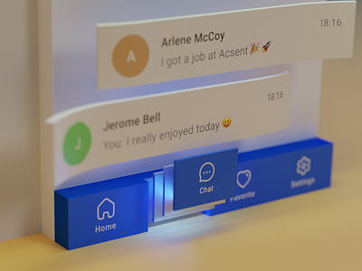 Chat UI Exploration 3d 3d art 3d design 3d illustraiton 3ddesign ai app blender3d chat clean communication design illustration interface mobile modern ui ui design ux