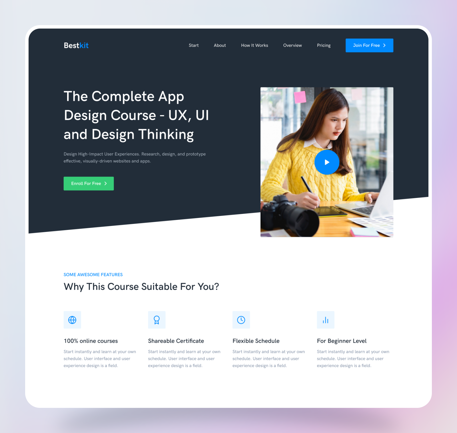 Online Course Landing Page UI Design | BestKit By Templatecookie On ...