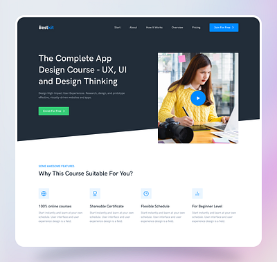 Online Course Landing Page UI Design | BestKit by Templatecookie on ...