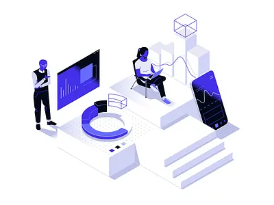 Data Analytics - Illustration analytics characters chart collaboration data design illustration isometric minimal platform web