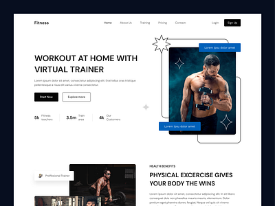 Fitness Web Header branding clean design creative design designer figma figma expert fitness web header trend ui ui experience uiux web design web experience