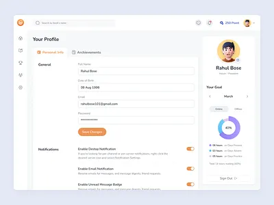 An Exploration for Setting Page dashboard setting setting page ui web application webapp