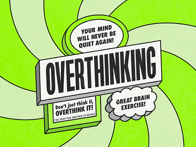 Infomercial: Overthinking anxiety creative design drawing illustration infomercial mental health overthinking procreate retro