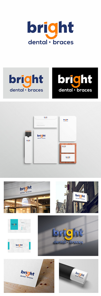 BRIGHT DENTAL & BRACE 3d branding graphic design logo