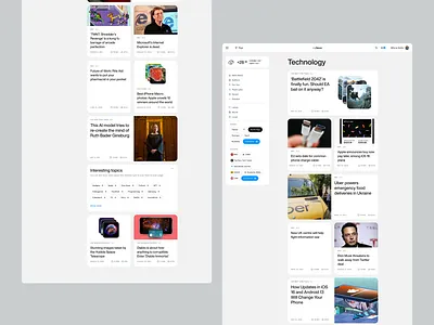 News aggregator category page articles category filter menu news photo typography ui ux web