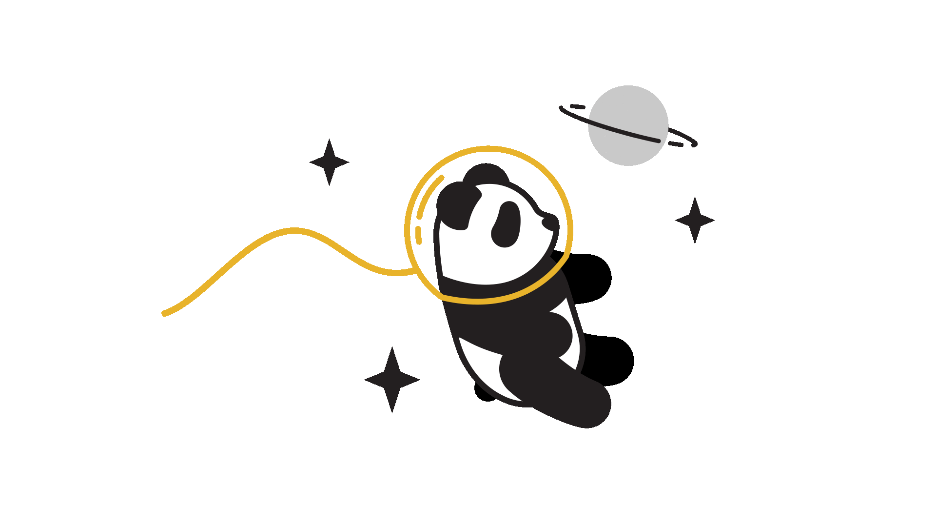 Panda Floating in Space animation bear floating galaxy gif illustration motion outerspace panda planet space stars universe