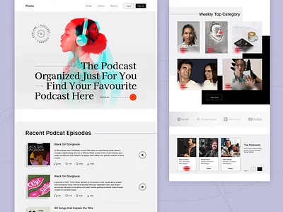 Podcast Show Website Interface Design audio audio show branding design episodes extreme hero interaction design interface landing live show minimal podcast podcasting program section show speak user interface web design