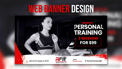 Fitness Web banner design youtube banner