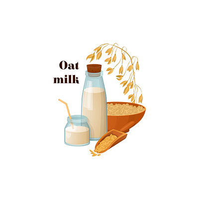 Oat milk eating illustration vector