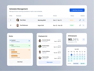 Employee Management App Components calendar components design employee list mobile people table ui ux