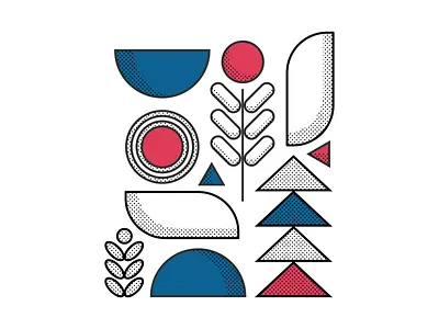 Abstract Nature 001 abstract blue color geometric illustration minimal nature red shapes vector