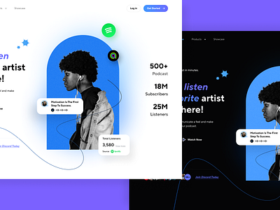 Website for podcasts (White and Black Theme) animation branding figma graphic design header landingpage motion graphics podcast podcasts ui uidesign uxdesign visual webdesign website