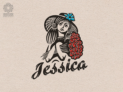Sweet girl Jessica logo beautiful brand branding cute design flowers girl hat identity logo logotype lovely romance roses
