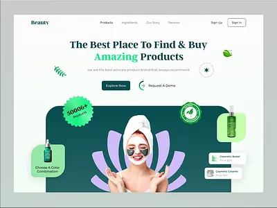 Skincare Beauty Products Website Design animation beauty cosmetic cosmetics ecommerce landing page makeup mobile app modern product shopify skincare skincare website store ui ui animation web design webflow website website design