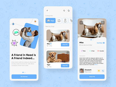 Pet Adoption App adoption app design application design cat dog mobile app mobile application mobile application design mobile design pet pet adoption petadoption petapp pets pets adoption ui ui design uiux ux ux design