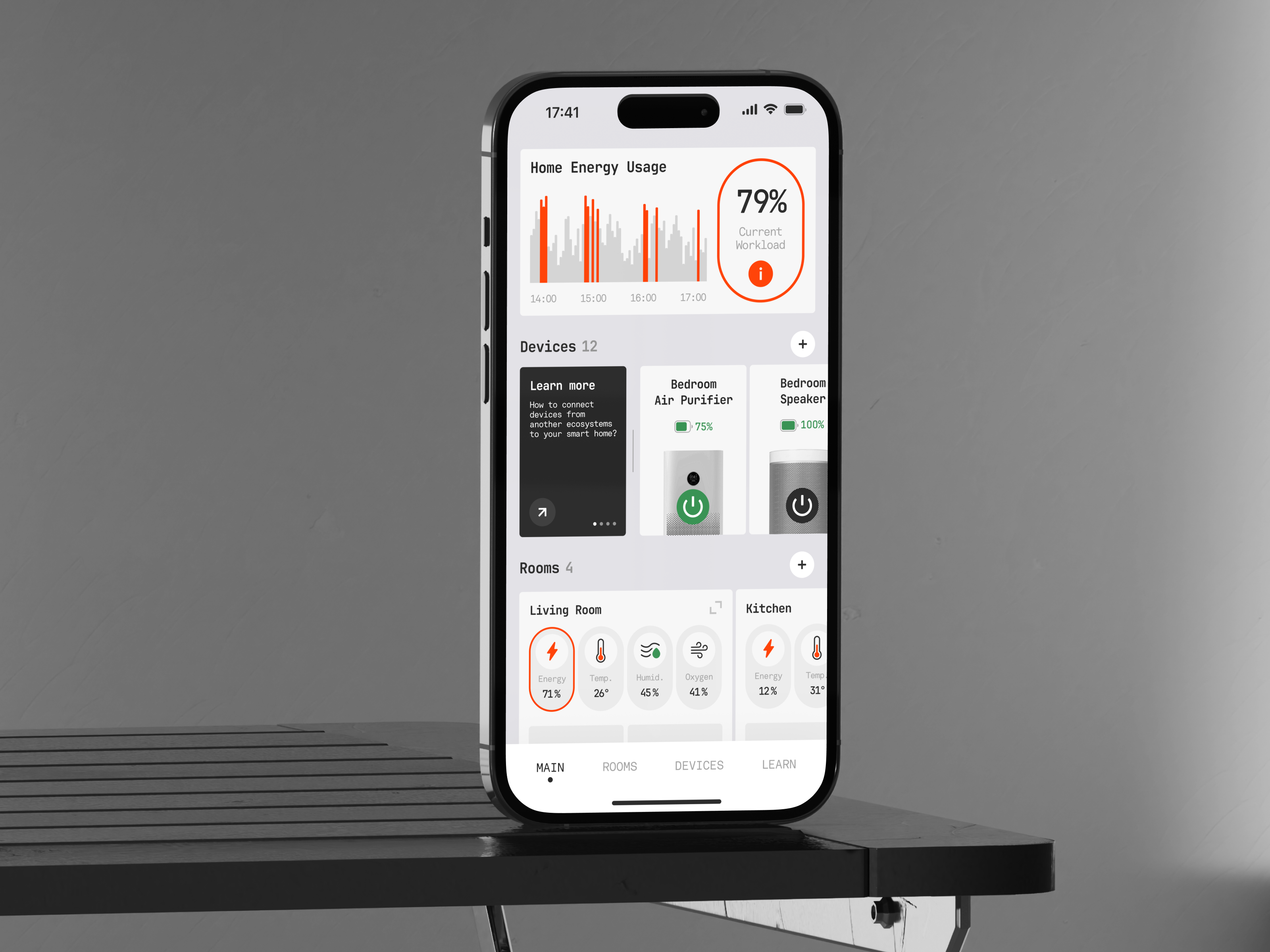 EcoHome — Smart Home App bedroom devices energy home control mobile app smarthome ui